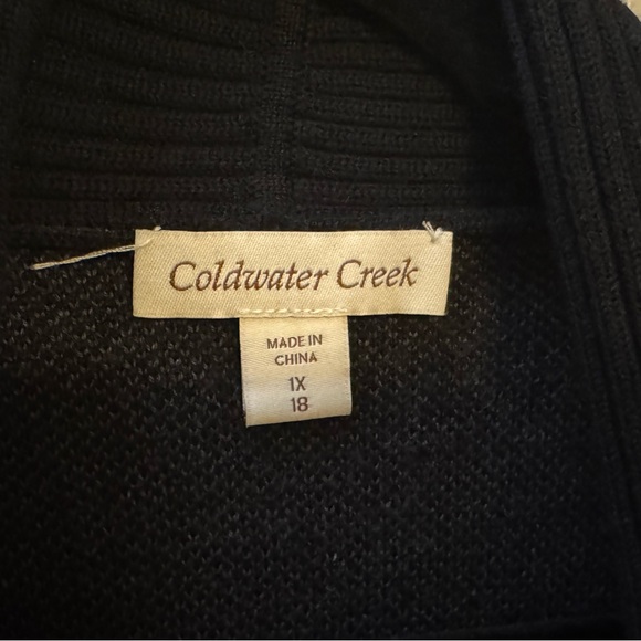 Coldwater Creek 1X (18) V-Neck Wool Blend Cardigan, Gray and Black - Picture 3 of 6